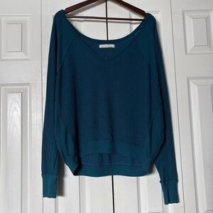 Free People We The Free Santa Clara V-Neck Thermal Slouchy Long Sleeve Knit Top